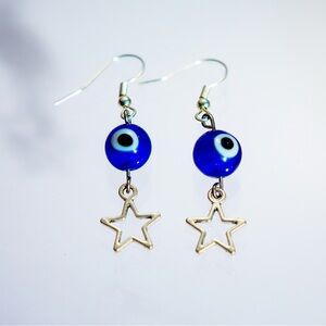 Blue Evil Eye Star Earrings